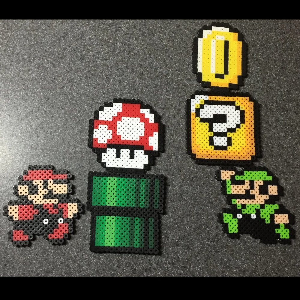Super Mario Magnets - Handmade Video Game Home Decor - Fridge / Locker Magnets